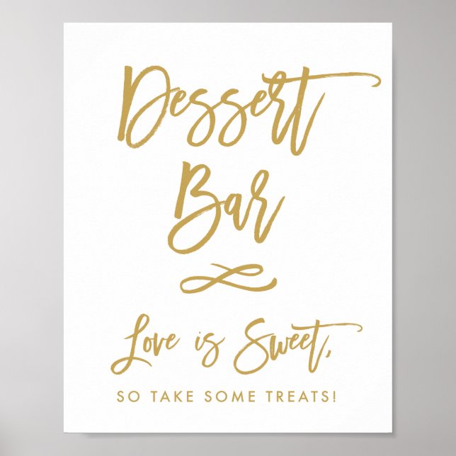 Chic Hand Letters Gold Dessert Bar Poster (Vorne)
