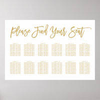 Chic Hand Letting Seating Chart Gold