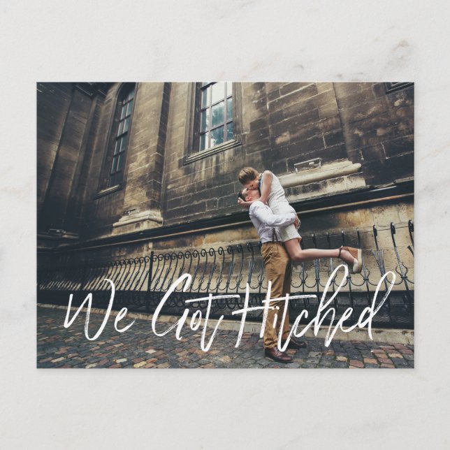 Chic Hand Lettré Nous Avons Hitché Faire-part (Devant)