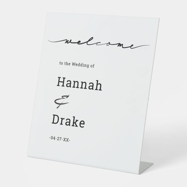 Chic Hand, willkommen bei der Hochzeit Sockelschild (Vorderseite)