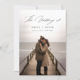 Chic Handgeschriebenes Skript Doppelseitiges Foto  Einladung