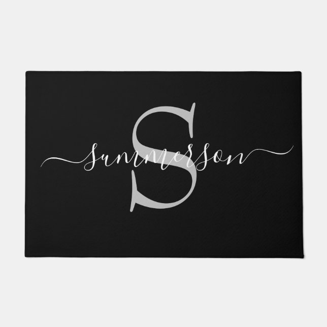 Chic Handwriting Calligraphy Monogram Script Fußmatte (Vorderseite)