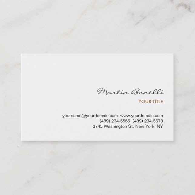 Chic Handwriting Raffinierte White Business Card Visitenkarte (Vorderseite)