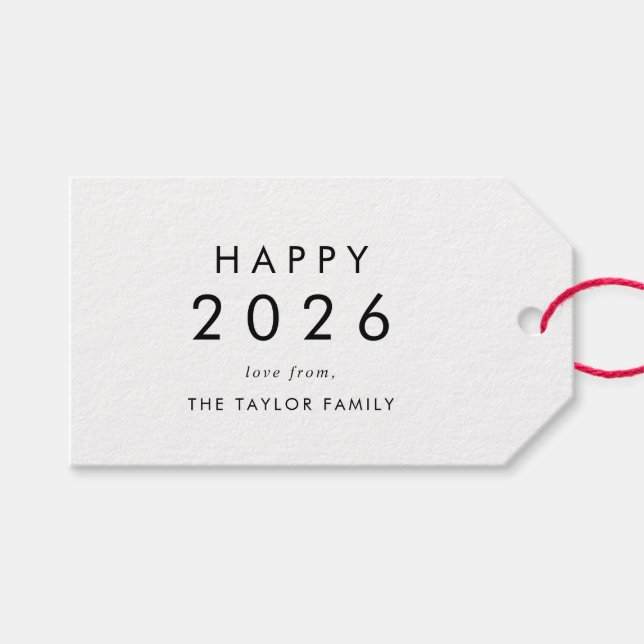 Chic Happy 2025 New Year Family - Weihnachtsgesche Geschenkanhänger (Vorderseite (Horizontal))