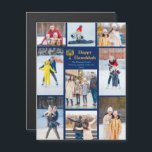 Chic Happy Hanukkah Familie Foto Collage Magnet<br><div class="desc">Chic individualisierbares jüdisches Foto Collage Hanukkah Magnet Karte mit einer Sammlung von Winter-Fotos. Fügen Sie 9 Ihrer bevorzugten Chanukah-Erinnerungen auf diesem modernen 9 Foto-Layout rund um eine Menorah und Gold-Skript. Glückliche Hanukkah-Magnetkarten.</div>