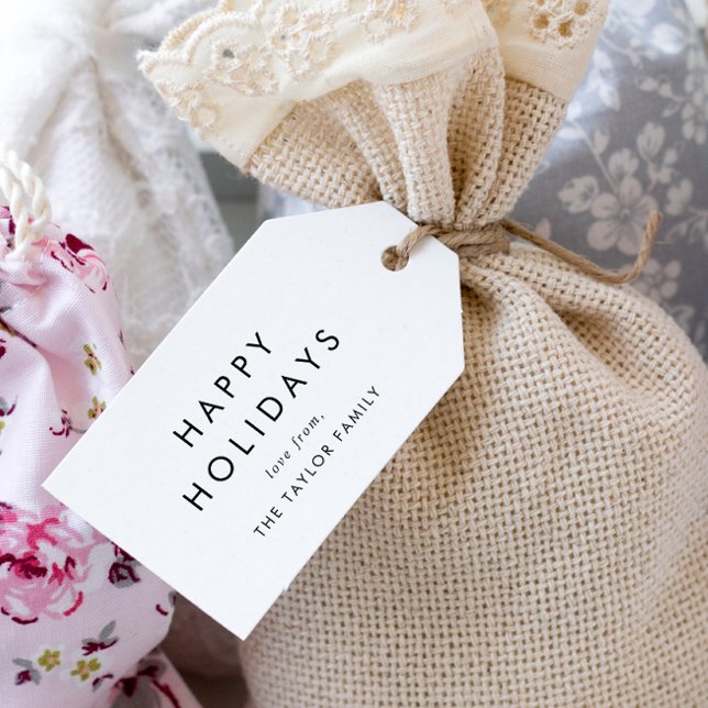 Chic Happy Holidays Family Weihnachten Geschenkanhänger (Von Creator hochgeladen)