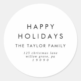 Chic Happy Holidays Rücksendeadresse Envelope Runder Aufkleber