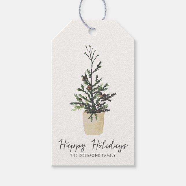 Chic Happy Holidays Weihnachtsbaum Geschenkanhänger (Vorderseite)