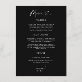 Chic Heart Menu Card Minimal Reception Dining Menükarte