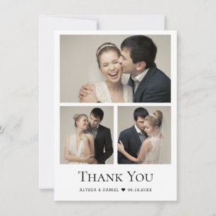 Chic Heart Modern Wedding Foto Collage Dankeskarte