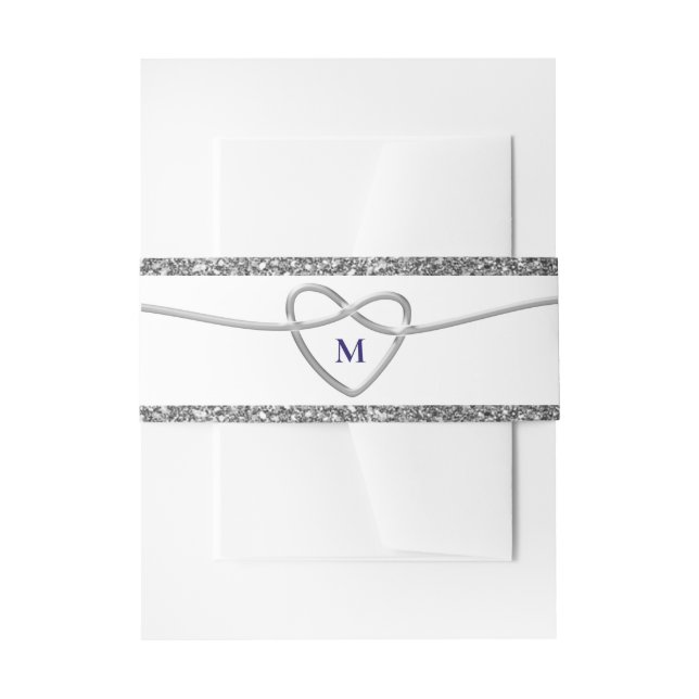 Chic Heart Monogram Wedding Einladungsbanderole (Vorderseite Beispiel)