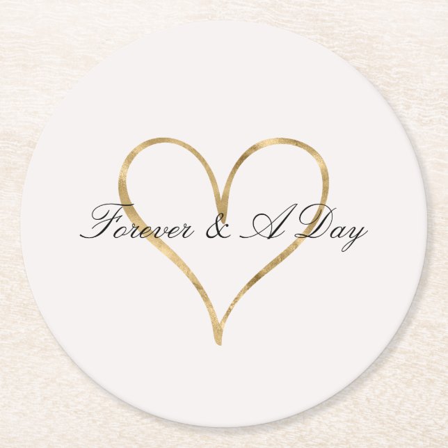 Chic Heart of Gold Runder Pappuntersetzer (Vorderseite)