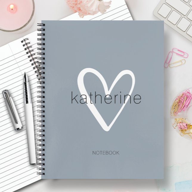 Chic Heart on Dusty Blue Notizbuch (Von Creator hochgeladen)