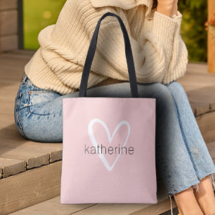 Chic Heart Personalisiert Blush Pink Tasche