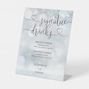 Chic Heart Schrift Winter Hochzeit Signature Drink Sockelschild