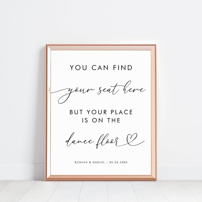 Chic Heart Script Funny Dance Floor Wedding Sign Poster (Von Creator hochgeladen)