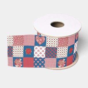 Chic Hearts and Rose Imitate Patchwork 3-Zoll-Mult Ripsband