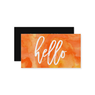 Chic Hello orange aquarelle Carte de visite
