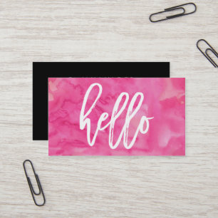 Chic Hello Pink Watercolor Visitenkarte
