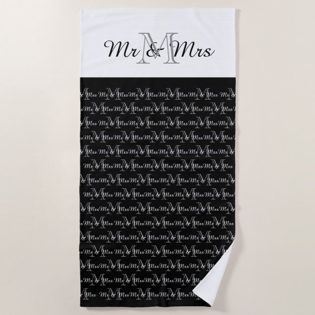 CHIC HERR UND FRAU STRANDSTADT MIT MONOGRAM STRANDTUCH (Vorderseite)