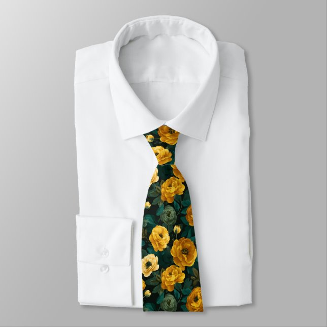 Chic Herren Krawatten Ranunculus Floral (Gebunden)