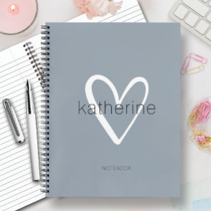 Chic Herz auf staubigem Blau Notizbuch