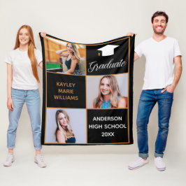 Chic High School Senior Foto Black Gold Fleecedecke