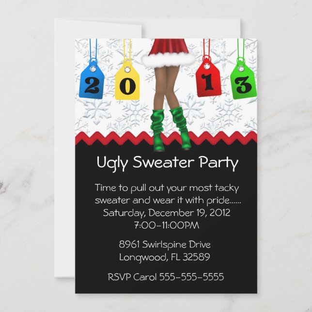 Chic Holiday/Christmas Ugly Sweater Party Einladung (Vorderseite)