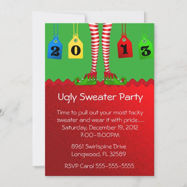 Chic Holiday/Christmas Ugly Sweater Party Einladung (Vorderseite)