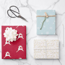 Chic Holiday Red Blue und Gold Wrapping Sheets