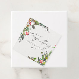 Chic Holly Berry Pine Sehr frohe Weihnachtsrahmen Geschenkanhänger