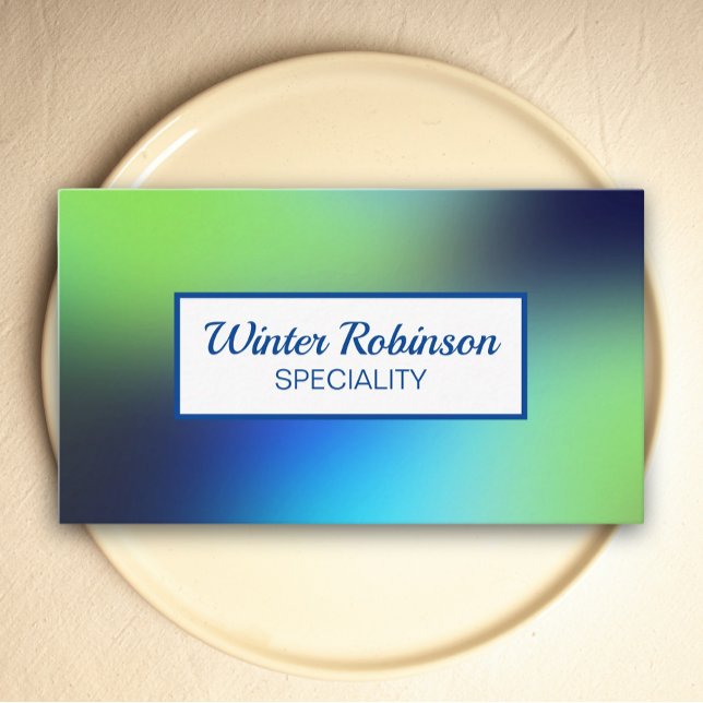 Chic holografisch blau grün Türkis mit Rahmen Visitenkarte (Holographic gradient design for stylish business card )
