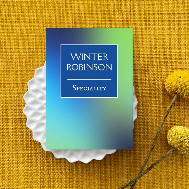 Chic holografisch blau grün türkis vertikal visitenkarte (Hologram gradient design for stylish business card )