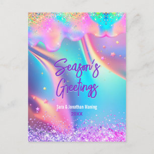 Chic holografische Tropfen Glitzer Weihnachten neu Postkarte