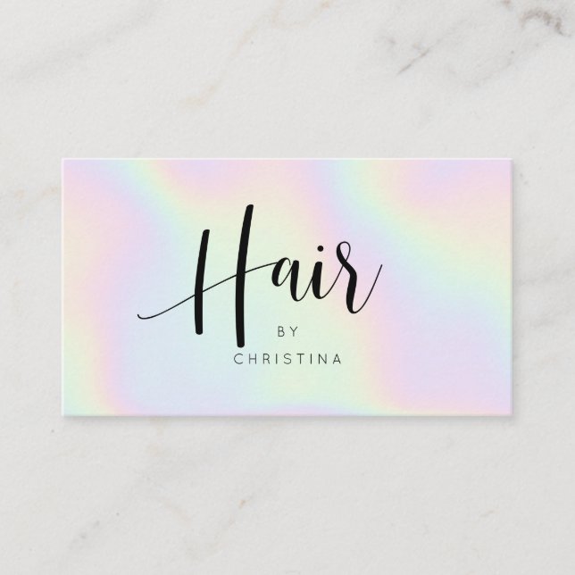 Chic holografisches Regenbogen-Einhornhaarskript Visitenkarte (Vorderseite)