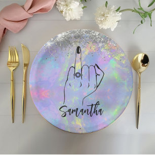 Chic Holographic Junggeselinnen-Abschied BRAUTPA Pappteller