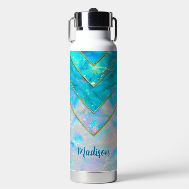 Chic holographic mädchenhaft stylish blau trinkflasche (Vorderseite)