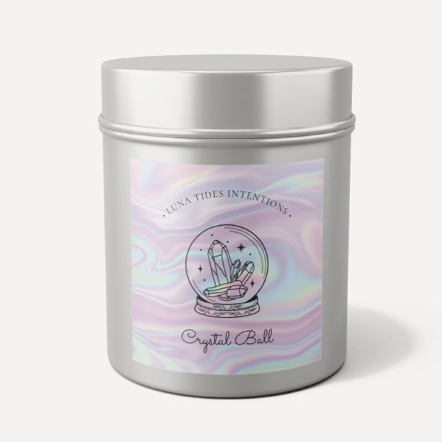 Chic Holographic Magic Intention Candles Label Quadratischer Aufkleber (Von Creator hochgeladen)