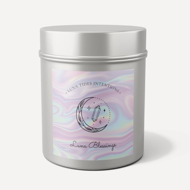Chic Holographic Magic Intention Candles Label Quadratischer Aufkleber (Von Creator hochgeladen)