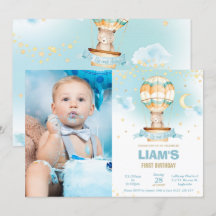 Chic Hot Air Ballon Teddy Bären Boy Birthday Foto