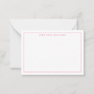 Chic Hot Pink Beruflich Simple Thin Border Mitteilungskarte