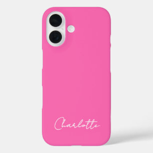 Chic Hot Pink Individuelle Name Script iPhone 16 Hülle