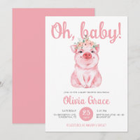 Chic Hot Pink Little Pig Baby Baby Dusche