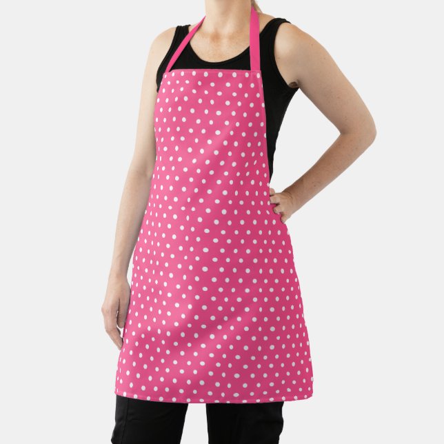 Chic Hot Pink Polka Dot Muster Schürze (InSitu)