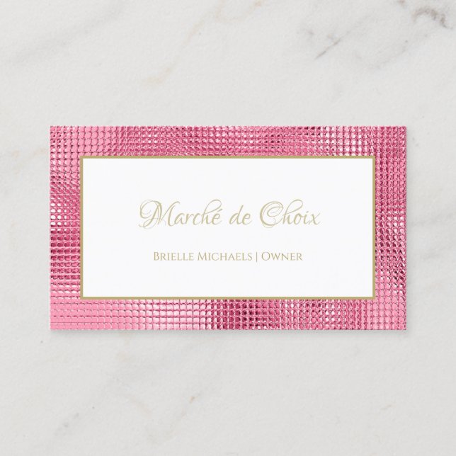 Chic Hot Pink und Gold Glitz und Glam Boutique Visitenkarte (Vorderseite)