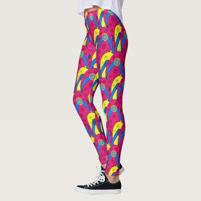 Chic Hot Pink Yellow Multiple Flip Flops Muster Leggings (Links)