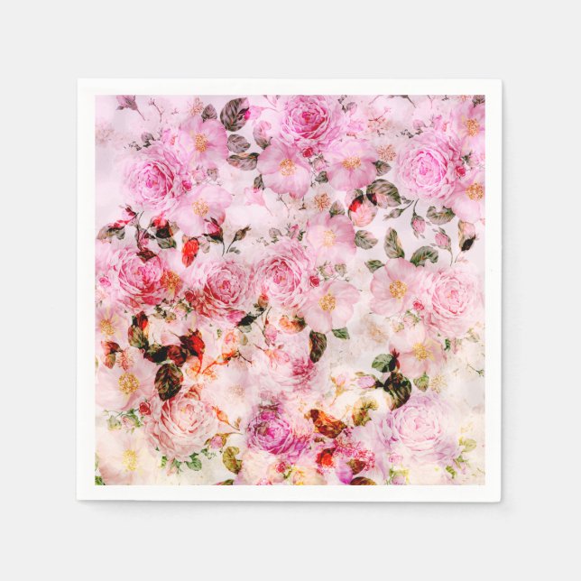 Chic Hübsch Blush Pink Aquarellfarben Rose Blütenf Serviette (Vorderseite)