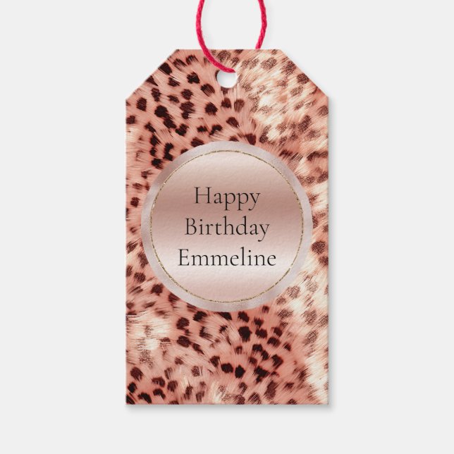 Chic Hübsch Girly Rose Gold Leopard Geschenkanhänger (Vorderseite)