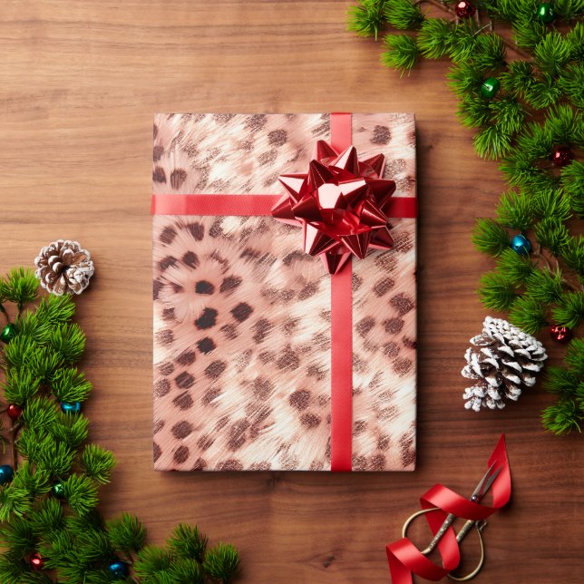 Chic Hübsch Girly Rose Gold Leopard Geschenkpapier (Feiertagsgeschenk)