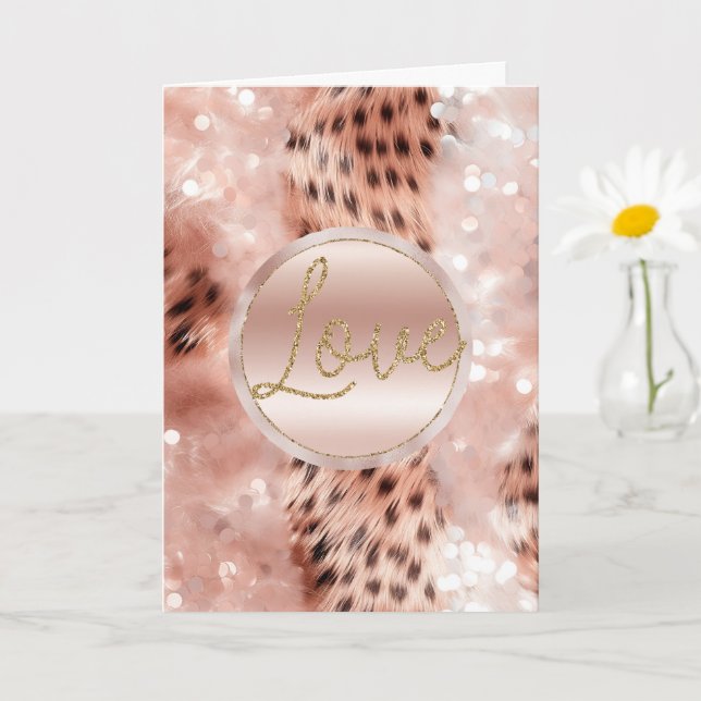 Chic Hübsch Girly Rose Gold Leopard Karte (Kleine Pflanze)